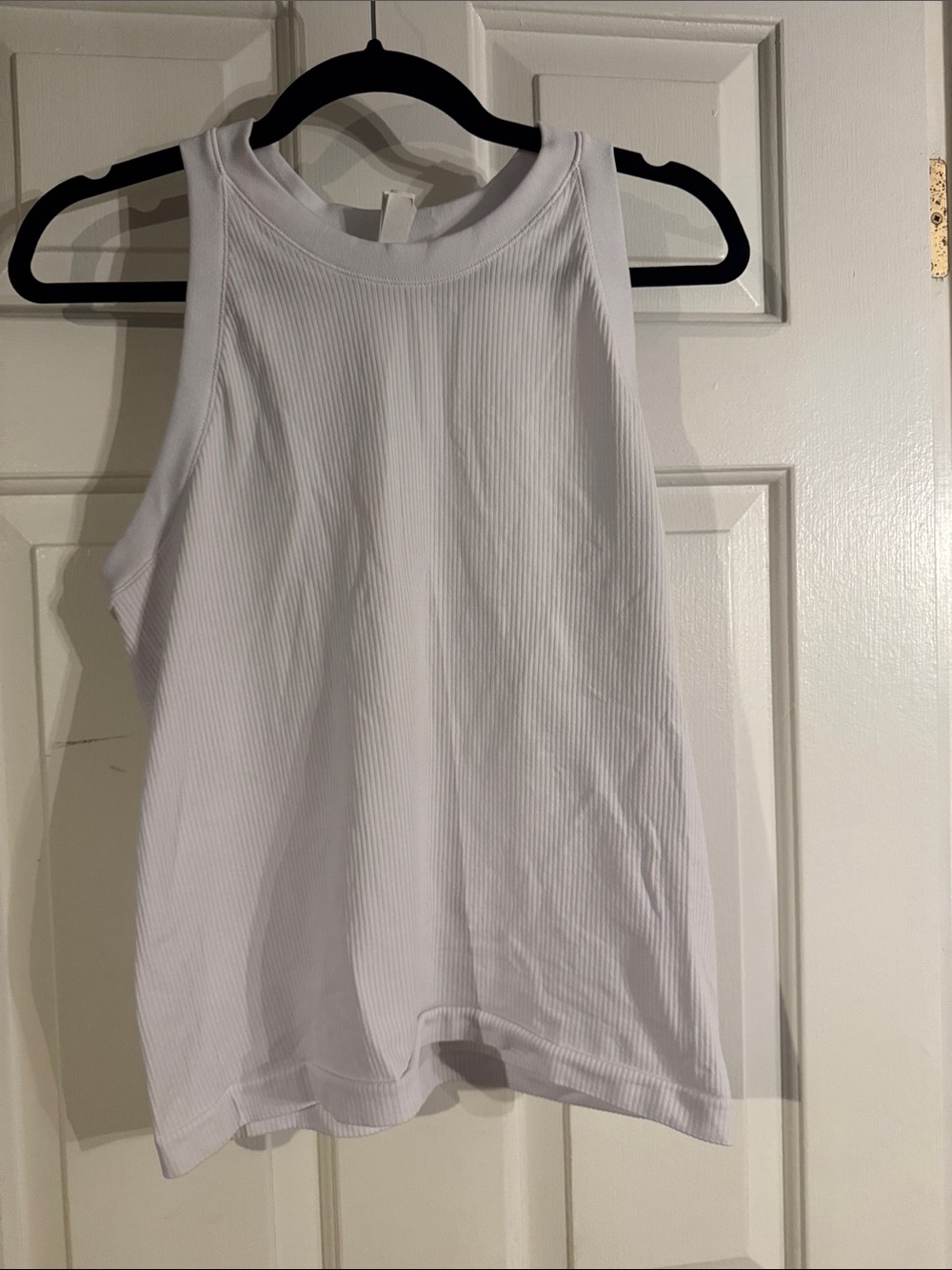 Athleta Women's White Ribbed High-Neck Tank